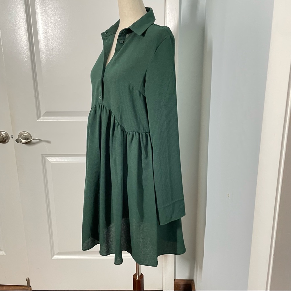 Asos Design Green Half Button Down Babydoll Dress size 4 tall - Picture 10 of 14